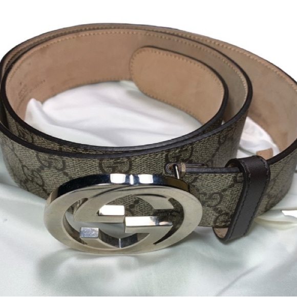Gucci, Monogram Silver/Brown Belt - Picture 6 of 8